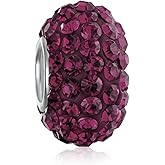 Bling Jewelry Solid Color Pave Crystal Spacer Bead Charm For Women Teen Fits European Charm Bracelet .925 Sterling Silver Core