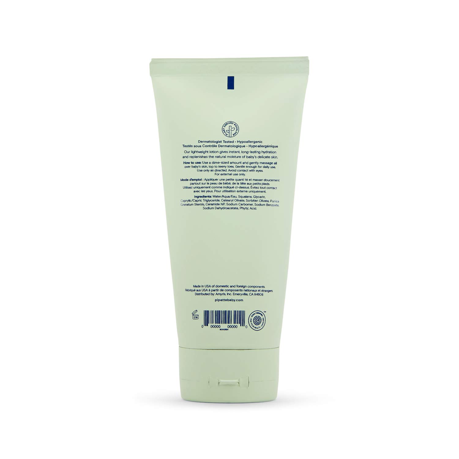 Pipette Baby Lotion with Renewable Plant-Derived Squalane (Fragrance-Free, 6-Fluid-Ounce) : Baby