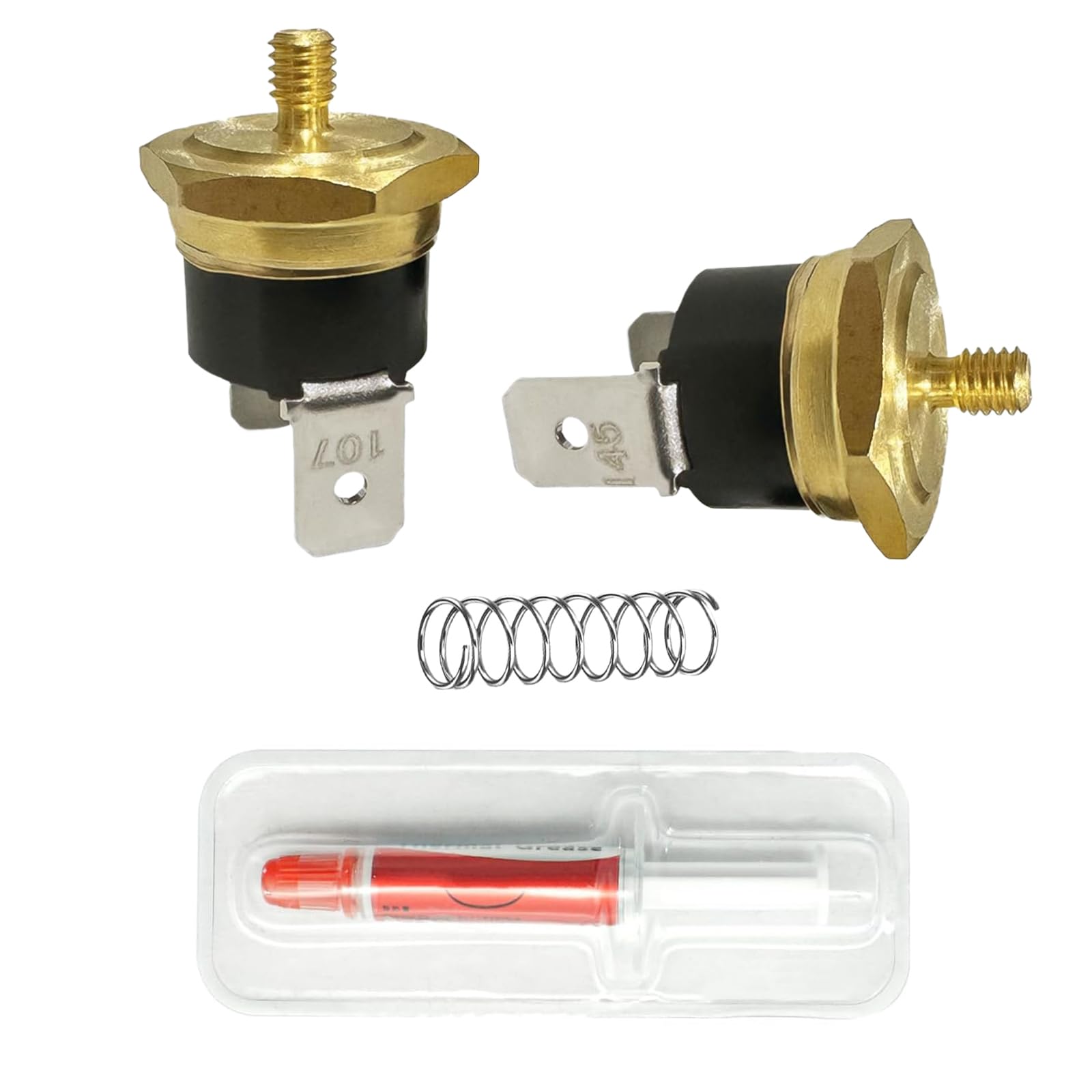 Photo 1 of 107°C & 145°C Thermostat Replacement M4 Thread Fits For Gaggia Classic Pro, Baby, Evolution, Espresso, Coffee & Others (Brew & Steam + 9 Bar OPV + Thermal Paste)