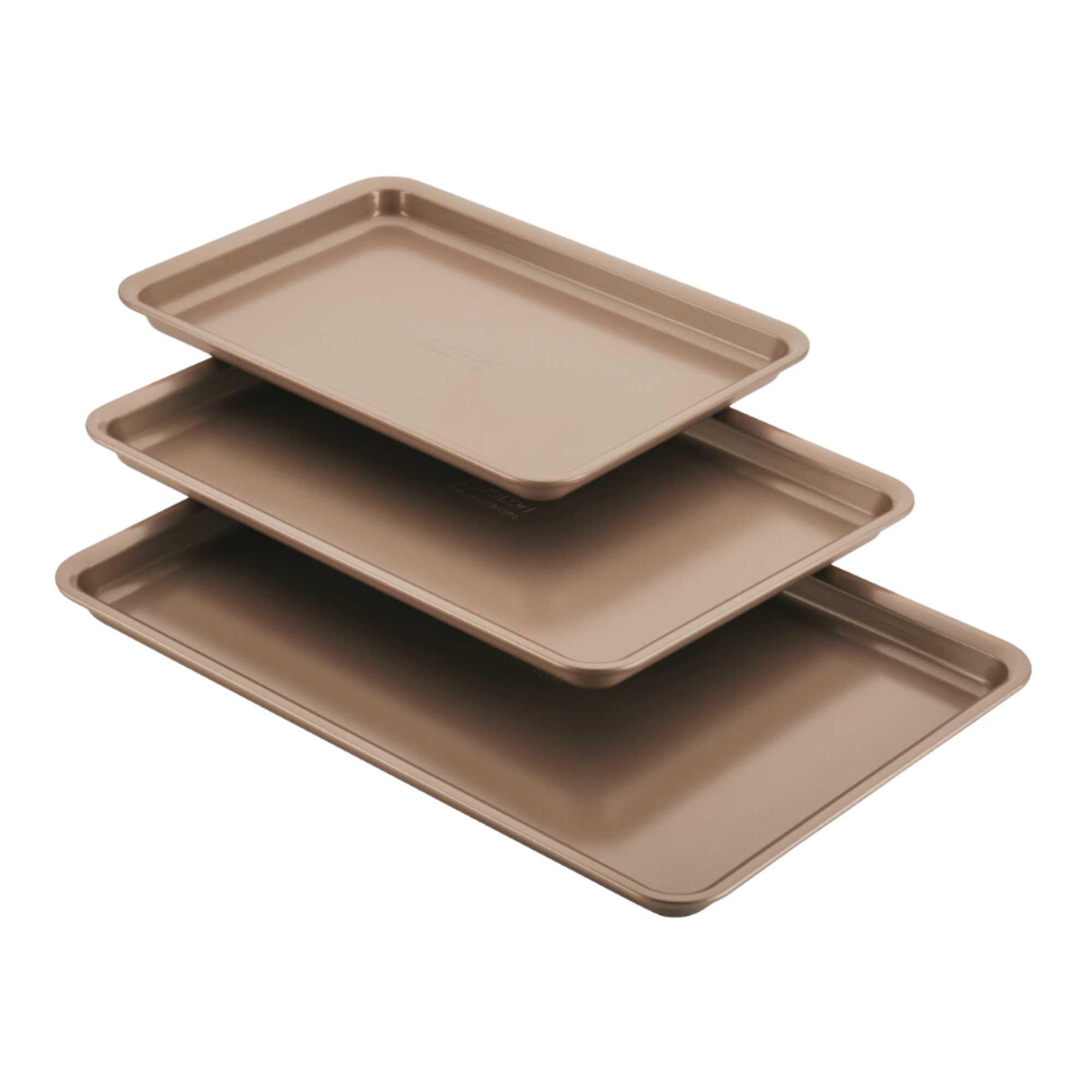 Anolon Gourmet Nonstick Bakeware Set with Nonstick Cookie Sheets/Baking Sheets - 3 Piece, Bronze Brown