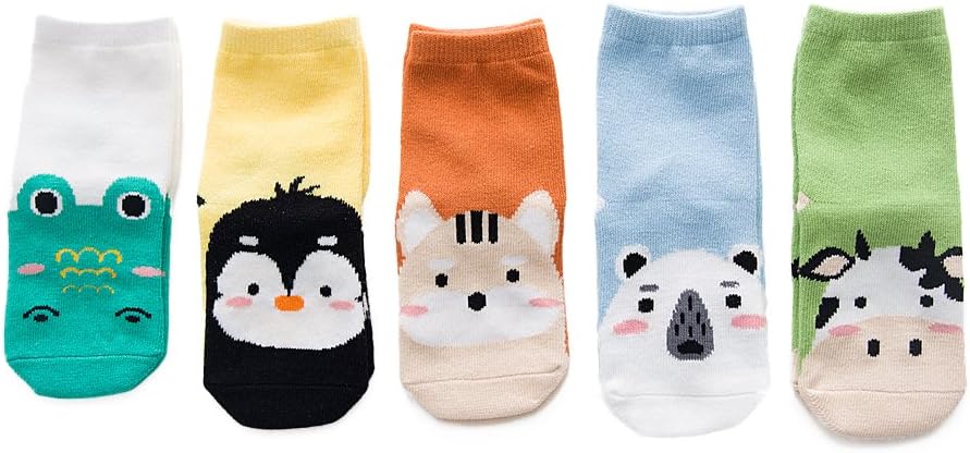 Cute Todddler Baby Socks Girls Boys Cartoon Animals Autumn and Winter Cotton Socks for Babies Kids 5 Pairs