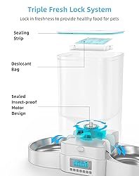 HoneyGuaridan Automatic Cat Feeder for Two Cats,5L