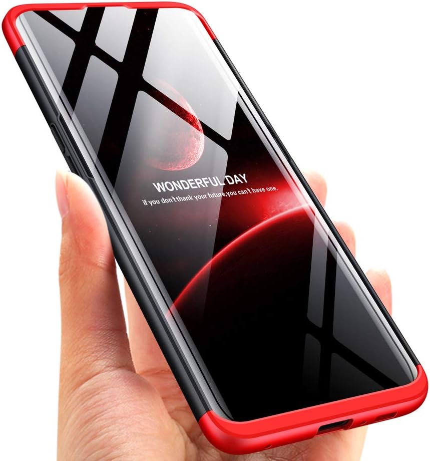 GKK for Samsung Galaxy A80 Case - 3 in 1 Design + 360 Degree Full Body Protection + Exquisite Hand Feel Cover (Red Black)