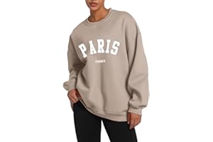 Tuislay Paris College Sweatshirt for Women Oversized Trendy Comfy Crewneck Sweatshirts Casual Graphic Pullover Tops Unisex