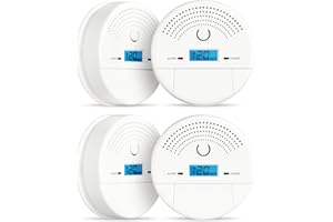 DUFULS 4-Pack Smoke and Carbon Monoxide Detector, 2 in 1 CO & Smoke Alarm, Carbon Monoxide Detectors with 10 Year Life, Digital Display, Battery-Operated Smoke Carbon Monoxide Alarm(No Battery)