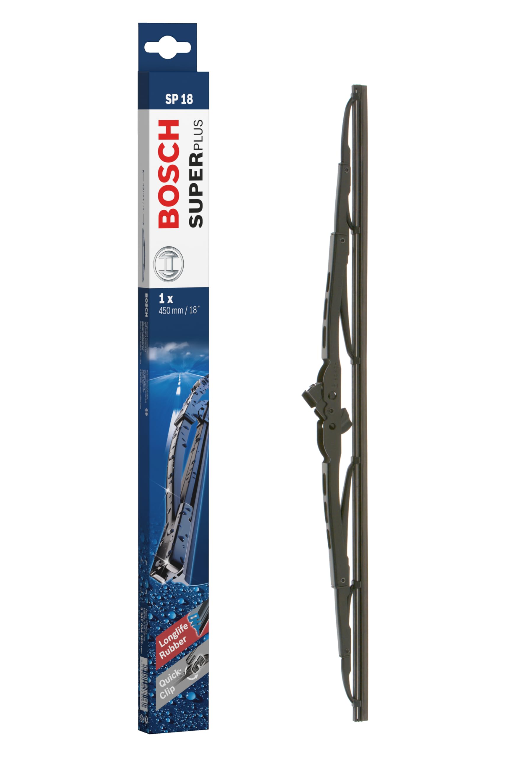 Bosch Wiper Blade Super Plus SP18, Length: 450mm − Single Front Wiper Blades