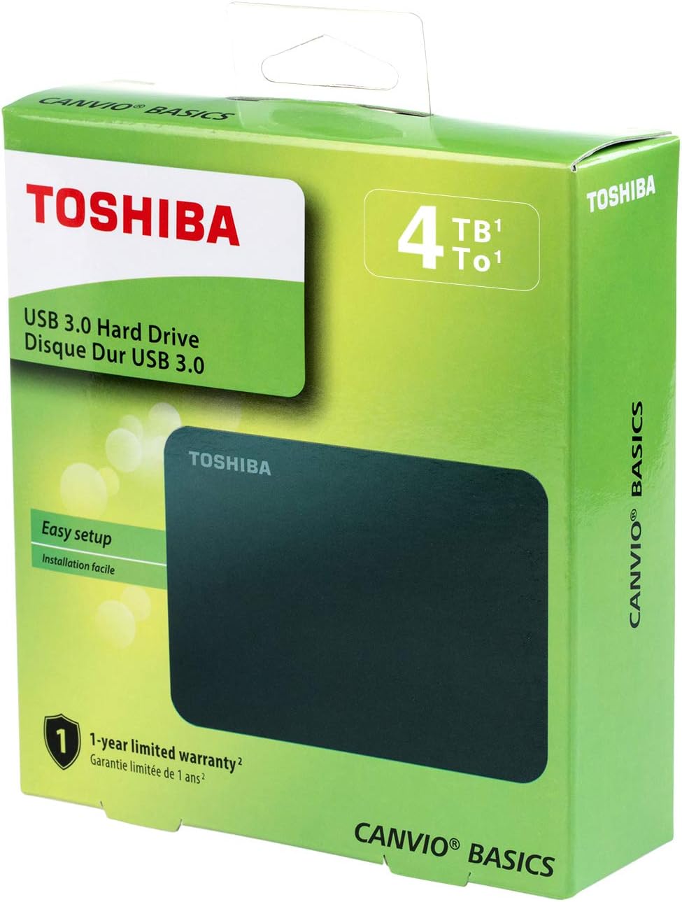 Toshiba Canvio Basics 4TB Portable External Hard Drive USB 3.0, Black (HDTB440XK3CA)