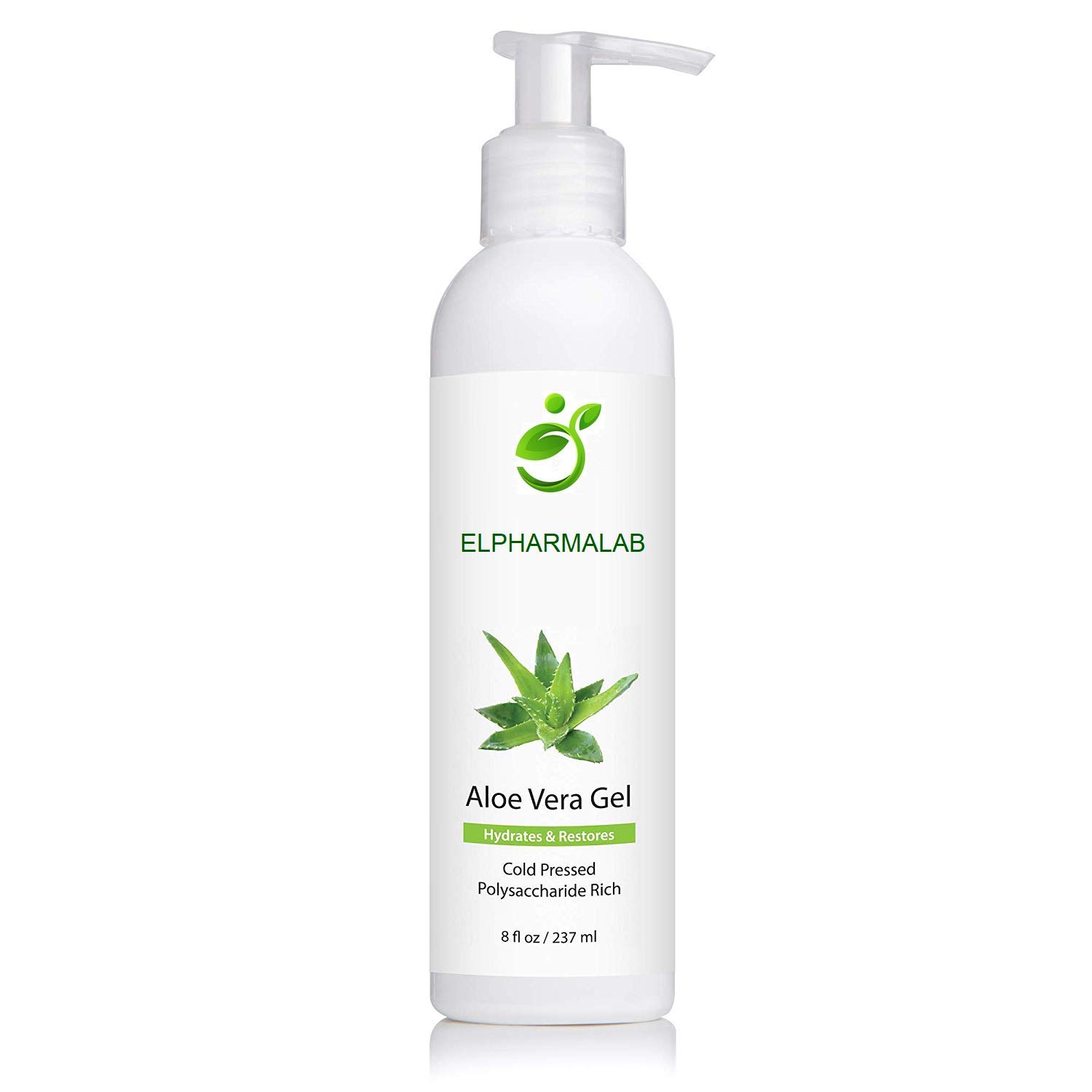ELPHARMALAB, Aloe Vera Gel from Organic Cold Pressed Aloe for Face, Body, and Hair, 8 Fl. oz.