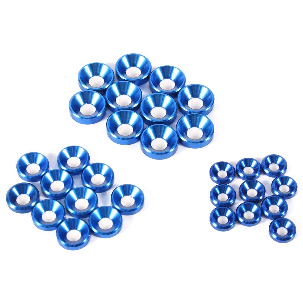 10Pcs Countersunk Head Anodized Washers M5 Aluminum Alloy Cone Head Washers Gaskets Cup Shim for Screw Accessories Model Parts Royal Blue