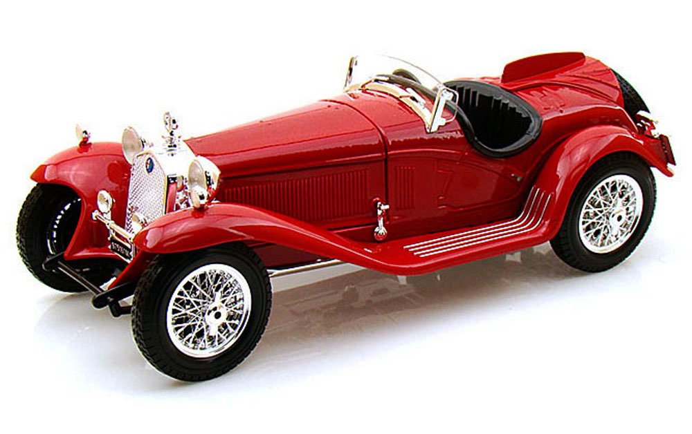 Bburago 1931 Alfa Romeo 8C 2300 Spider Convertible, Red 12063 - 1/18 Scale Diecast Model Toy Car