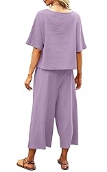 Nfsion Womens Summer 2 Piece Outfits Crewneck Half