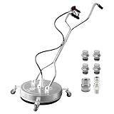 janz 20" Pressure Washer Surface Cleaner with 4 Wheels,Dual Handle,Stainless Steel Housing, 4 Replacement Nozzles and 2 Hose Adapters,Ideal for Driveways, Sidewalks,Patios,Decks Cleaning