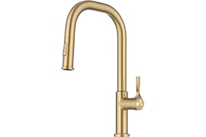 KRAUS Torak Pull Down Kitchen Faucet in Spot-Free Brushed Brass with 2 Function Sprayer, Pre-Attached Water Lines, and Mounting Hardware, KPF-2841SFBB