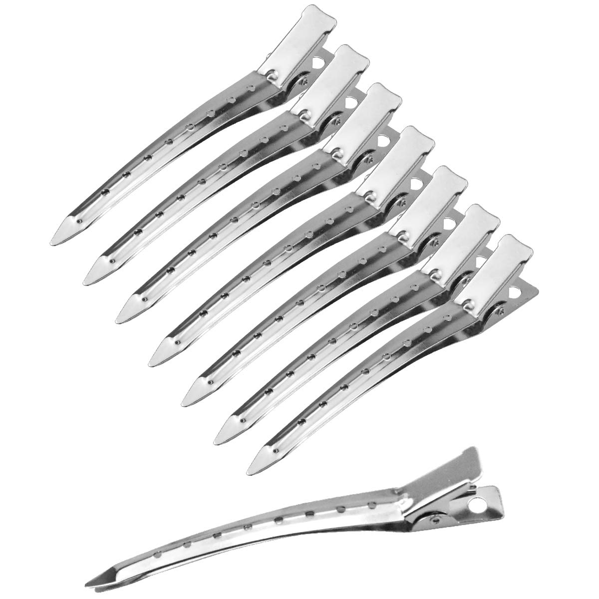 24pcs Sectioning Clips Hairdressing, 3.5 Inches Metal Duck Bill Clips with Holes, Hair Divider Clips Curl Clips for Girls Women, Hairdresser Clip for Salon Supplies, Silver