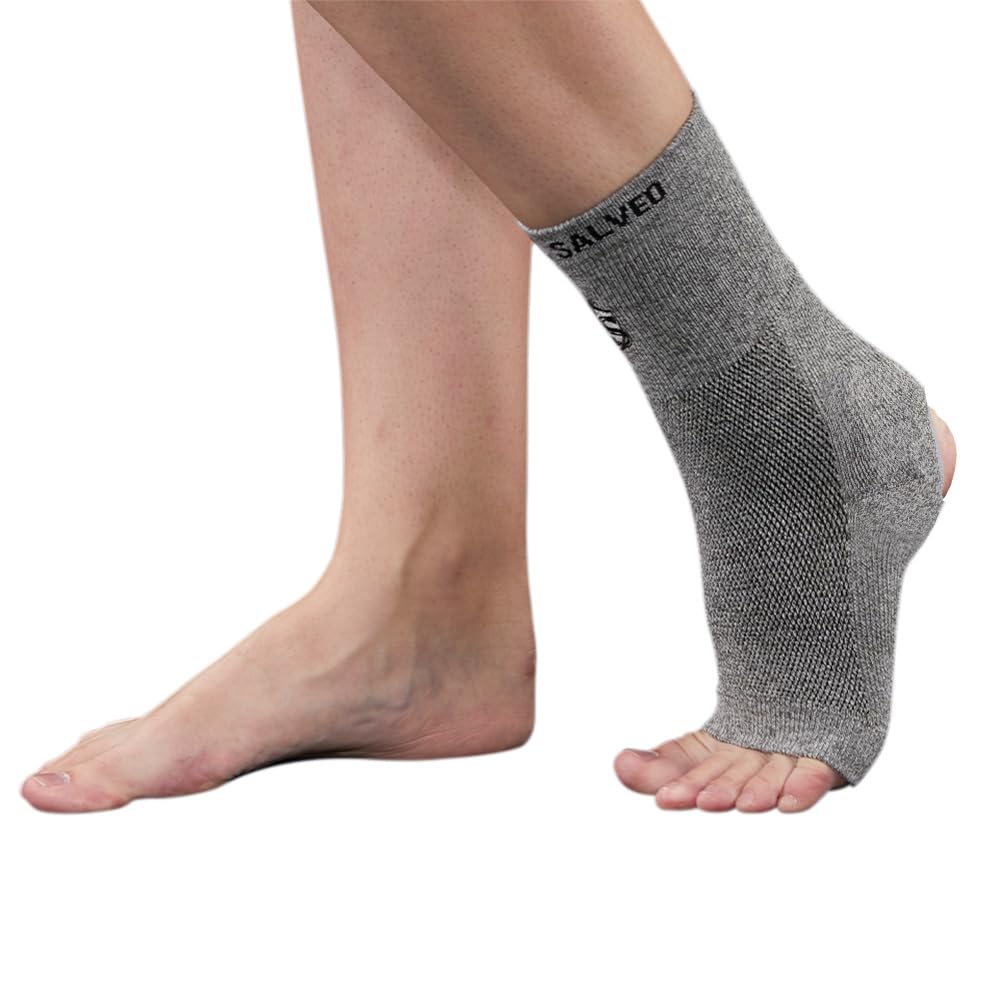 Vital Salveo-Open Toed Compression Ankle Sleeve/Brace with Germanium, Relieves Swelling, Achilles Tendon Pain, Plantar Fasciitis, Foot and Joint Pain, Supports Sprained Ankles-(Opening) X-Largel(1PC)