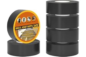 JOAPRIL Deck Joist Tape 1-5/8" x 50' Butyl Joist Tape for decking, 6 Pack Flashing Joist Deck Tape for Top of Joists, Rim Joists, Under Joists and Beams