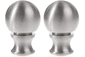 Saim Lamp Finials Decorative, Brushed Nickel Metal Ball Lamp Finial Accessories 1-1/2 inch Silver - 2 Pack