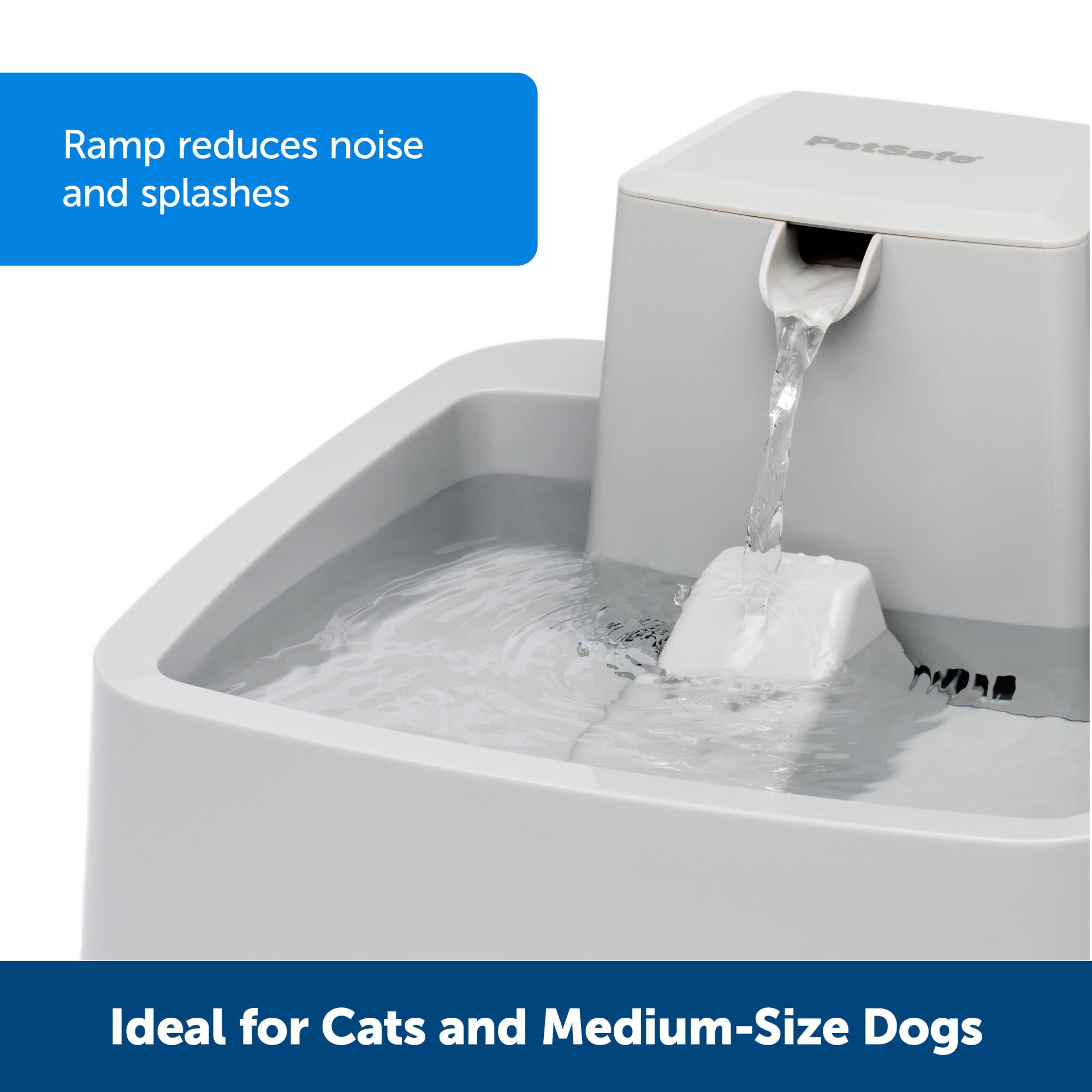 PetSafe Oasys 1 Gallon (128 Ounce) Medium Pet Fountain - Cat or Medium Breed Dog Water Fountain - Dishwasher Safe Filtered Water Dispenser with Flow Control - Filters Included - Easy to Clean