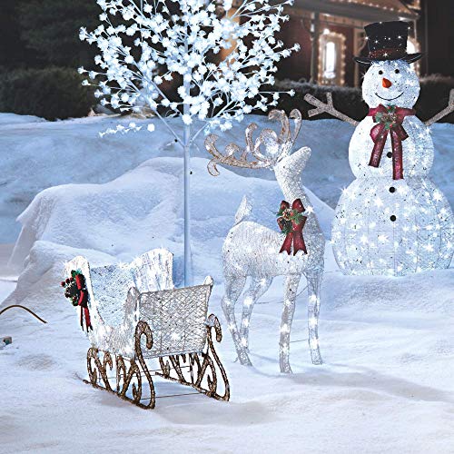 NOMA PreLit LED Light Up Reindeer and Sleigh 2Piece Set Christmas
