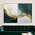Emerald Green Abstract Wall Art Dark Green And Gray Wall Art Gold Foil Abstract Black Gold Green Pictures Wall Decor Emerald Green Abstract Canvas Wall Art Living Room Decor 16x24inchx2pcs No Frame