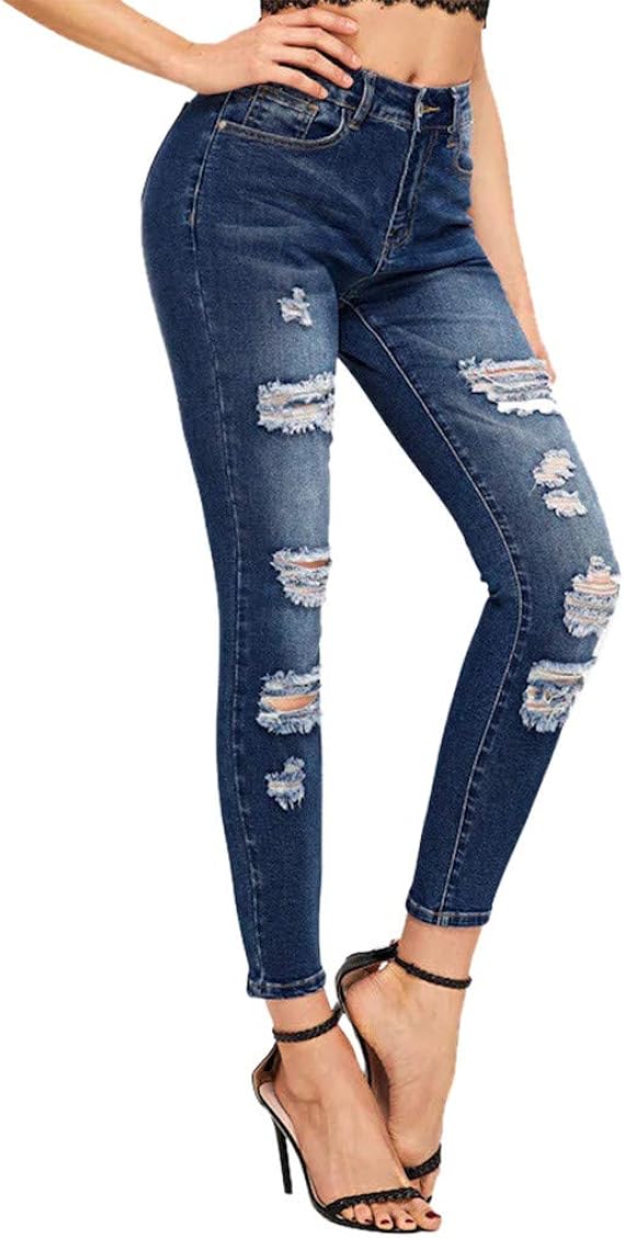 distressed pull on jeans