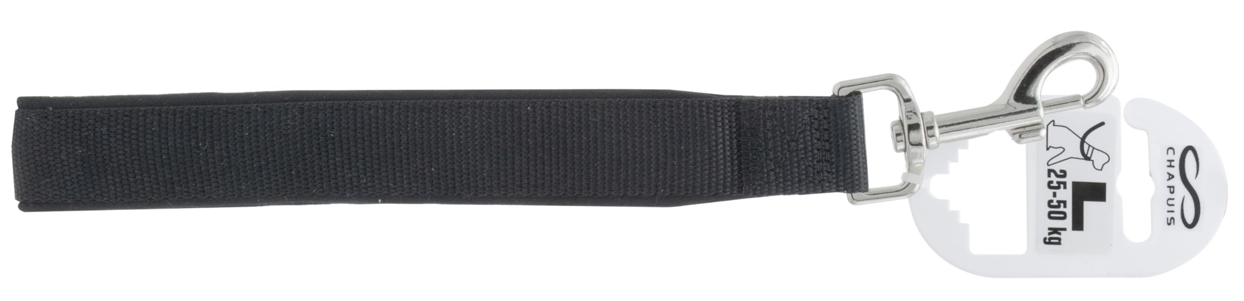 Chapuis Upholstery Dog Short Lead with Nylon Handle Comfort Strap Black Width 25 mm Length 30 cm