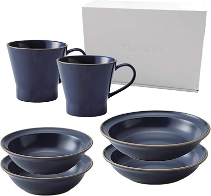 Amazon Co Jp Tamaki ペア食器セット エッジライン ブルー 6点セット 電子レンジ 食洗機対応 箱入 2人用 ふたり暮らし T 並行輸入品 ホーム キッチン