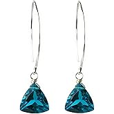 Peacock Blue Quartz Trillion Sterling Silver Earrings
