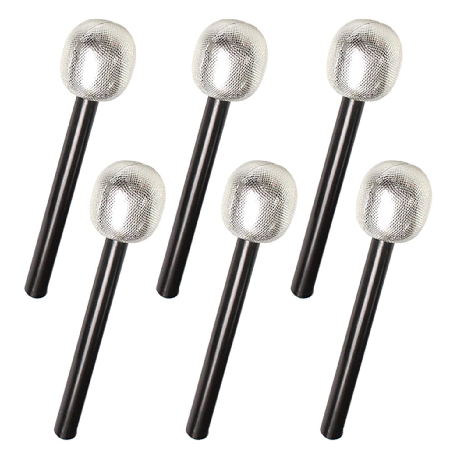 AOVNA 6 Pieces Halloween Microphone Toy Sliver Fake Microphone Party Props Pretend Microphone Toy Glitter Decorative Microphone