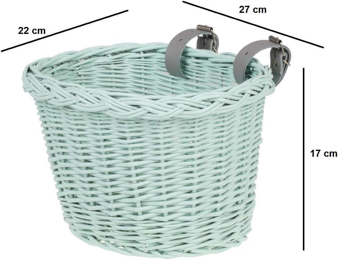 e-wicker24 Mint Wicker Bike Basket Front Basket for Bike Handlebar Basket for Kids Natural Handlebar Basket Handmade Bicycle Front Basket Small Bike Basket Cycle Basket Front Bike Basket for Bike - Image 3