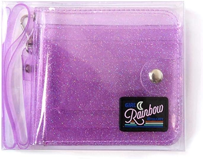 Women Bling Transparent ID Card Wallet PVC Minimalist Slim Folding