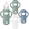 3 Pack Silicone Sleeves for Dr. Brown's Glass Baby Bottles - Drop Protection Baby Bottle Sleeves,Compatible with Dr. Brown's Newborn Glass Bottles,with Silicone Handles,8 oz