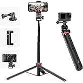 ULANZI MT-71 57.48 inch Extendable Selfie Stick, Phone Tripod for Go P-r-o w Smartphone Clamp Extension Pole, Compatible with DJI OSMO 360/OSMO Pocket 3/Insta 360 x 5/Xtra/Sony/Canon/Nikon/Cameras