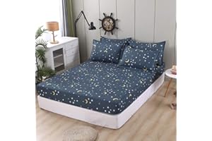 Feelyou Kids Galaxy Fitted Sheet Chic Starry Sky Bed Sheet Set Twin Size for Girls Boys Teens Bedroom Ultra Soft Twinkle Stars Moon Bedding Set Outer Space Themed Bed Cover with 1 Pillow Case