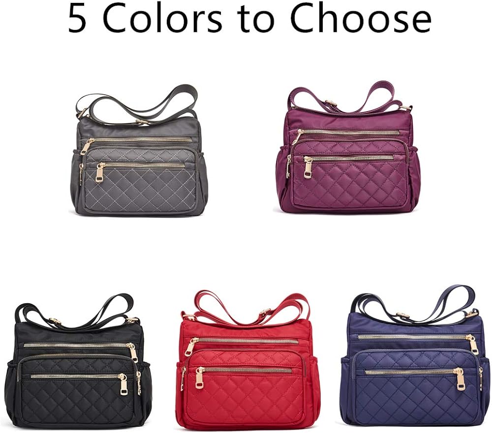 OPXTO-BoBo Lightweight Small Solid Color Crossbody shoulder bag, Nylon Multi-Pocket Cell Phone Purses Wallet for Women (Grey) - Image 3