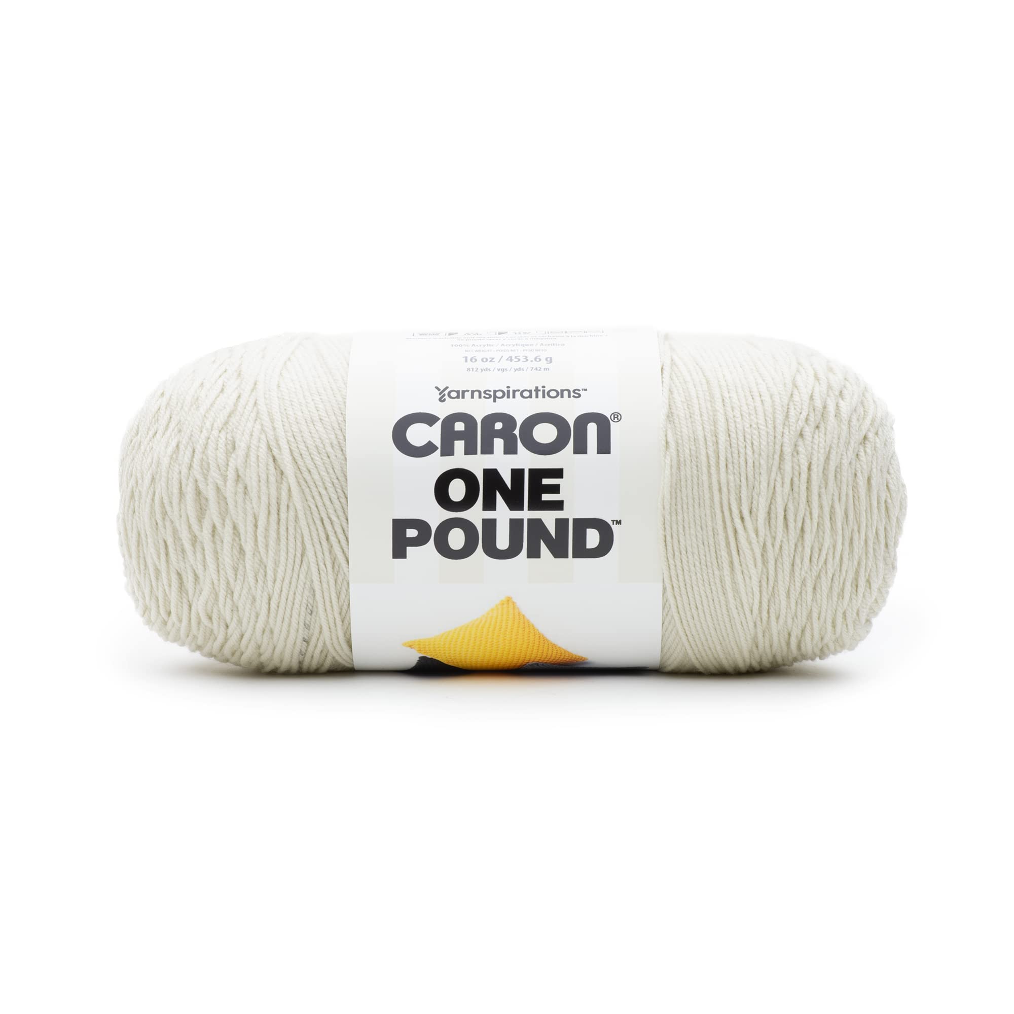 Caron One Pound Off White Yarn - 2 Pack of 454g/16oz - Acrylic - 4 Medium (Worsted) - 812 Yards - Knitting/Crochet
