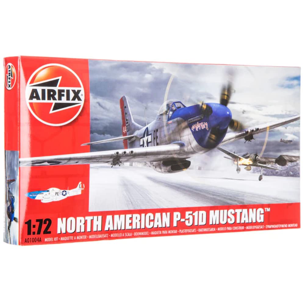 Airfix A01004 North American P-51D Mustang 1:72 Scale Series 1 Plastic Model Kit, for 8+ Years