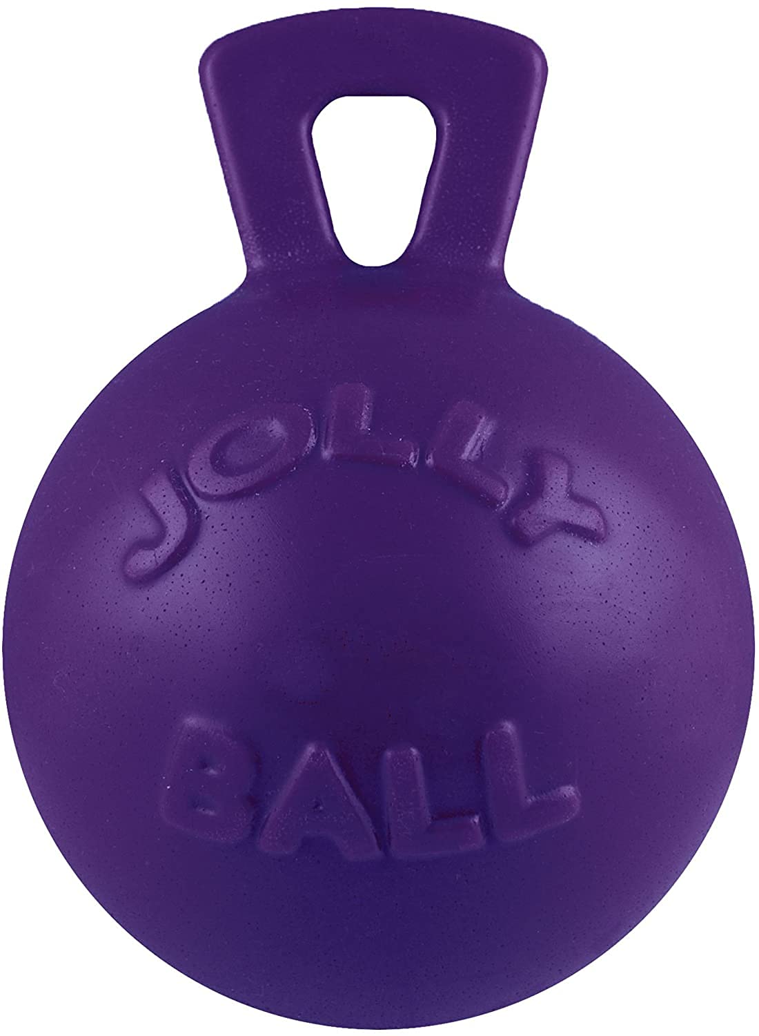 Jolly Pets Tug-n-Toss Heavy Duty Dog Toy Ball with Handle, 4.5 Inches/Small, Purple