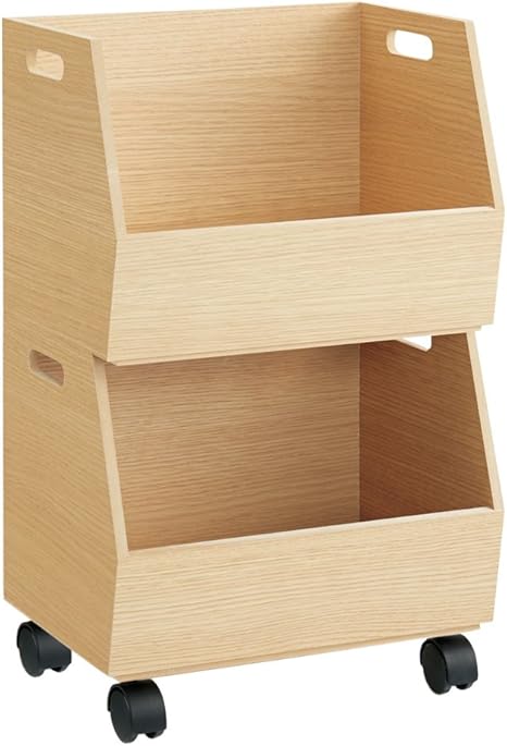 Amazon 家具 収納 小物収納 収納ボックス 収納ケース スタッキング収納ボックス 2段 キャスター付き H サイズはありません ア ナチュラル キッチンワゴン 収納カート オンライン通販