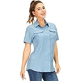 Women's Button Down Shirts UPF 50+ Short Sleeve Sun Protection Shirts Stretch Quick Dry Shirt for Fishing, Hiking, Travel