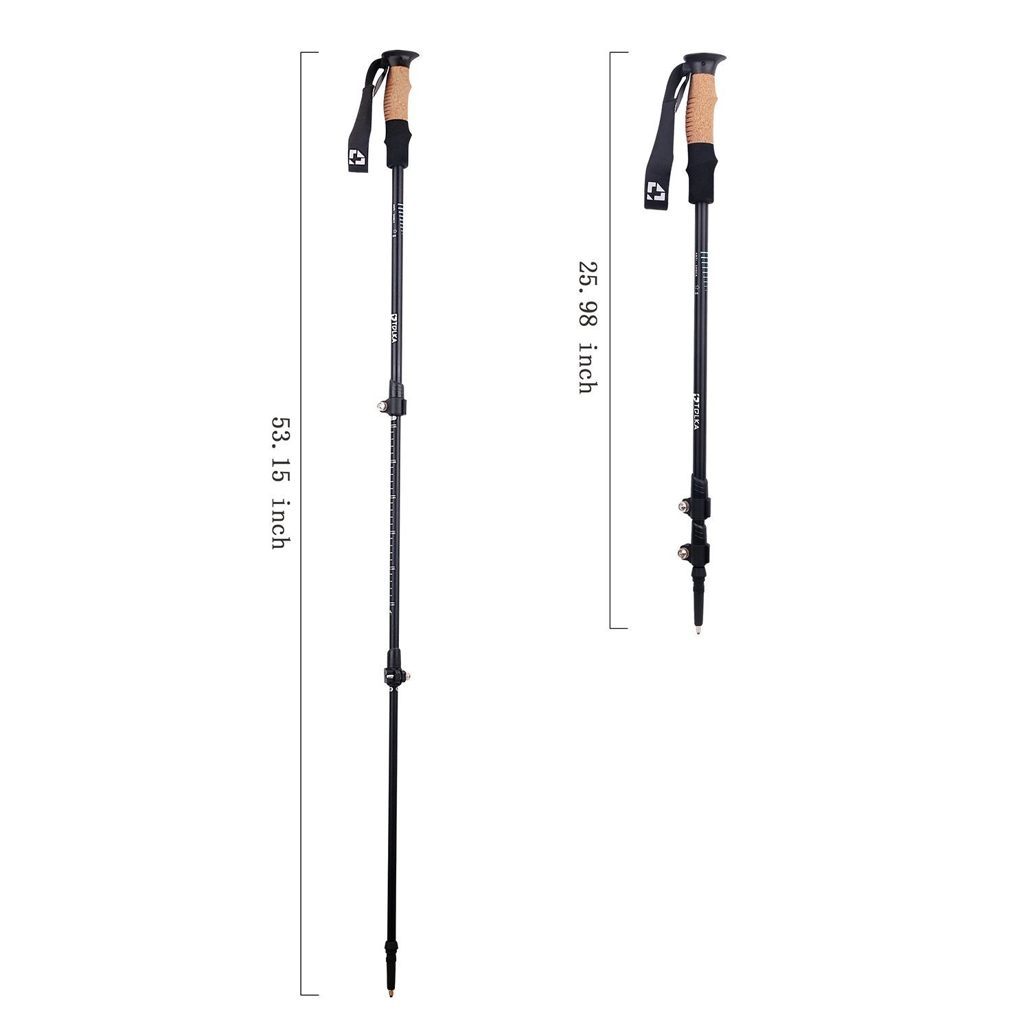 TOLKA Trekking Poles Aircraft Grade Aluminum 7075 External Lock Walking Sticks Anti-shock Cork Handle Quick Lock Hiking Canes and Walking Sticks With Air Ventilated Extra Padded Straps