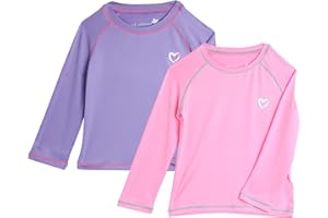 Pink Platinum Girls' Rash Guard Shirt - 2 Pack UPF 50+ Long Sleeve Quick Dry Swim Shirt (Size: 4-16)