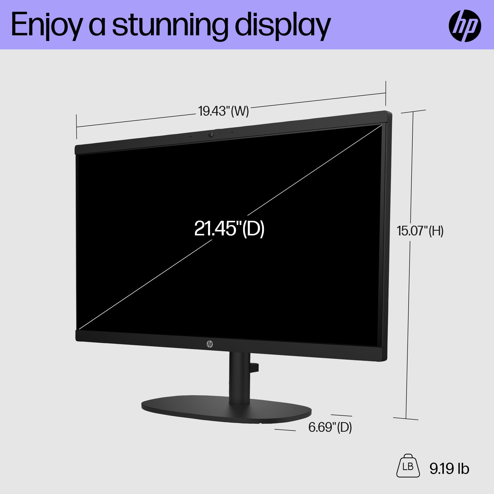HP 22 inch All-in-One Desktop PC, FHD Display, Intel N200, 8 GB RAM, 512 GB SSD, Intel UHD Graphics, Windows 11 Home, 22-dg0040 (2024)