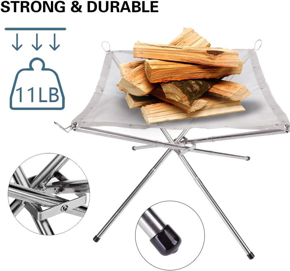 SUCHDECO Portable Fire Pit Outdoor - 2021 Upgrade Collapsing Steel Mesh Fireplace, 16.5 Inch Foldable Camping Fire Pit, Portable Fire Pit for Camping, Outdoor, Patio, Backyard and Garden : Garden & Outdoor