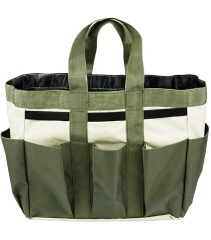 thumbnail image 2 of HARFINGTON Large Waterproof Garden Tool Bag - 14.6x5.5x16.5 Inch Oxford Tote With Pockets For Organizing Tools (Dark Green) 2 of 14