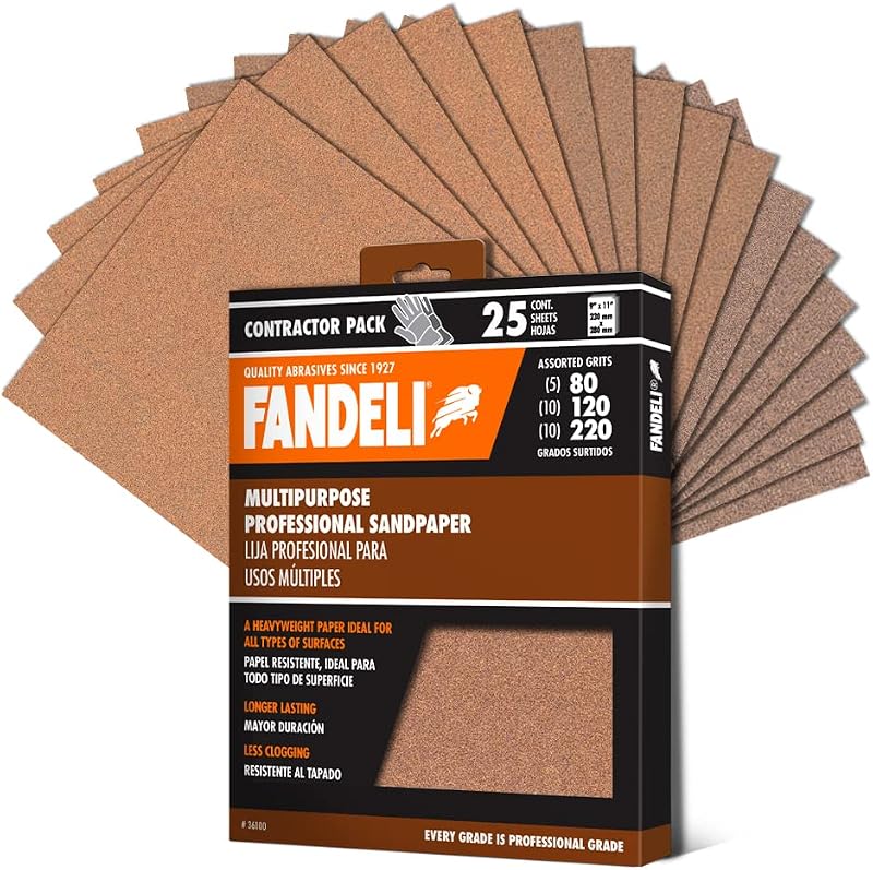 Fandeli Sandpaper Assorted Grits 80 120 220 25 Sheets 9" x 11" Wood Metal