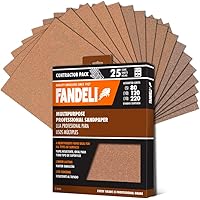 Fandeli | Multi-Purpose Sanding Paper | Assorted Grits (80,120,220) | 25 Sheets of 23 cm x 28 cm | Perfect for Sanding Metal 