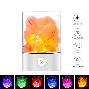 Salz Lampe Himalaya Salzkristall Lampe Nachttischlampe Dekorative Lichter Therapeutisch Salzlampe Dimmbar mit LED Salz Lampe 