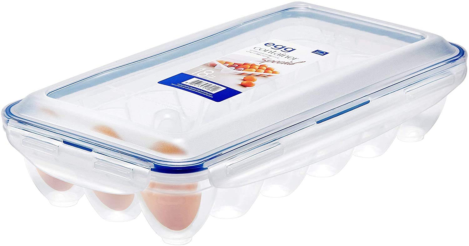 Lock & Lock HPL955 Egg Storer for 18 Eggs- Clear/Blue, 32 x 17.5 x 32 cm