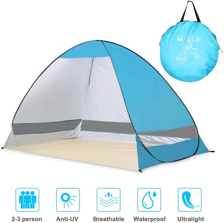 Winkeyes Pop Up Beach Tent Sun, Shelter Tent Lightweight Sun Tent Cabana Tent Fishing Tent Anti UV Instant Portable Tent Sun Shelter Windproof Collapsible Pop Up Baby Cabin Tent for 2-3 Person